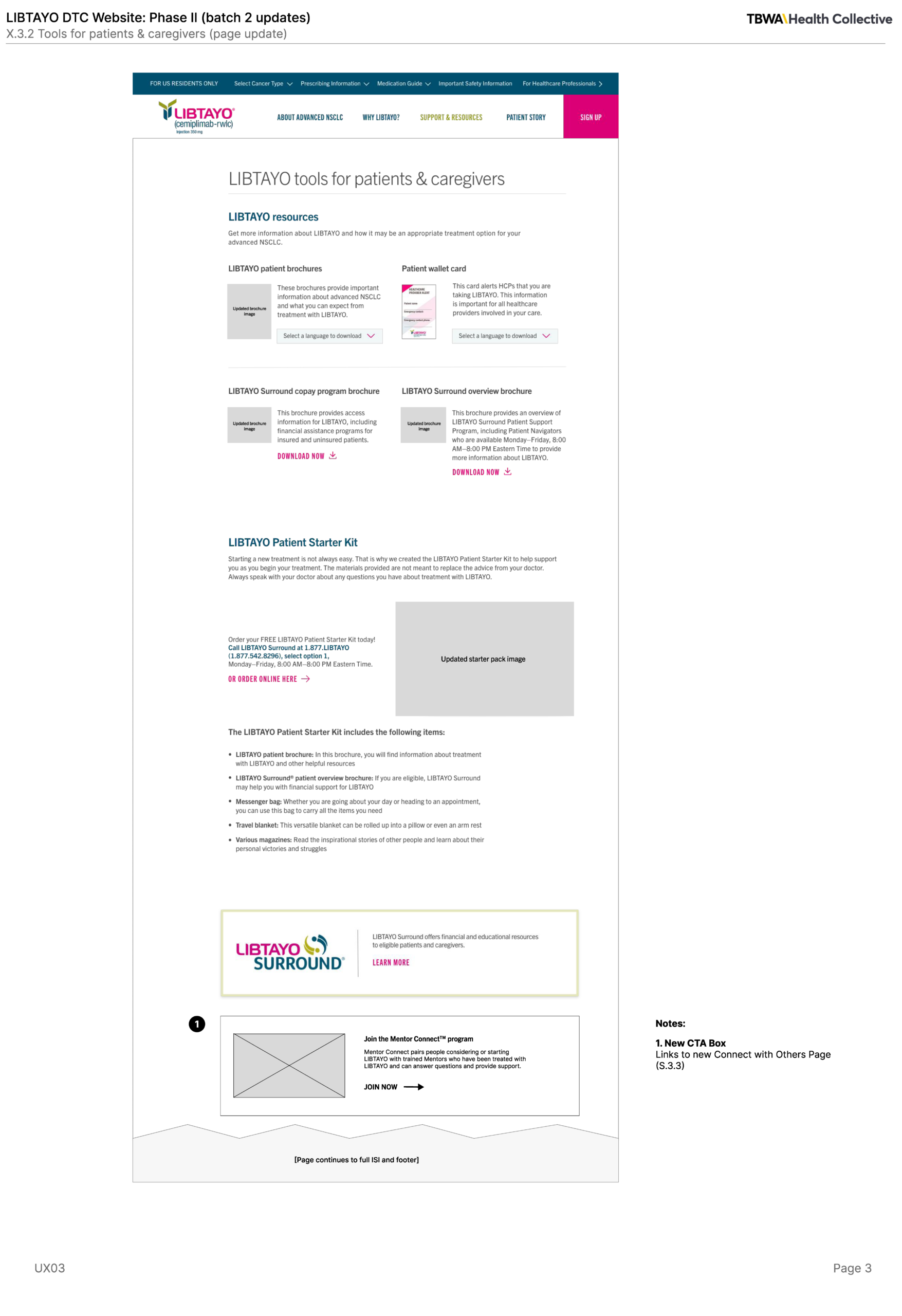 Wireframe for content page